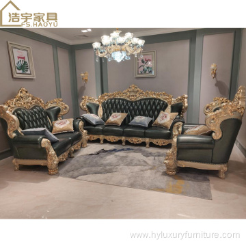 luxury genuine leather chesterfield tufted living room sofa